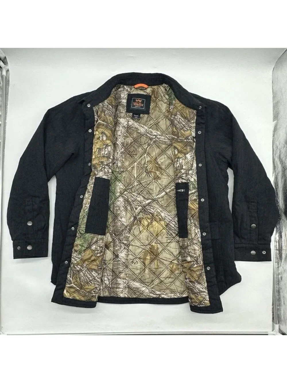 Walls Lumberton Large Black Duck DuPont Kevlar RealTree Camo Lined Snap Jacket